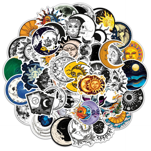 50 PCS Gothic Art Moon Waterproof Stickers for Various Uses