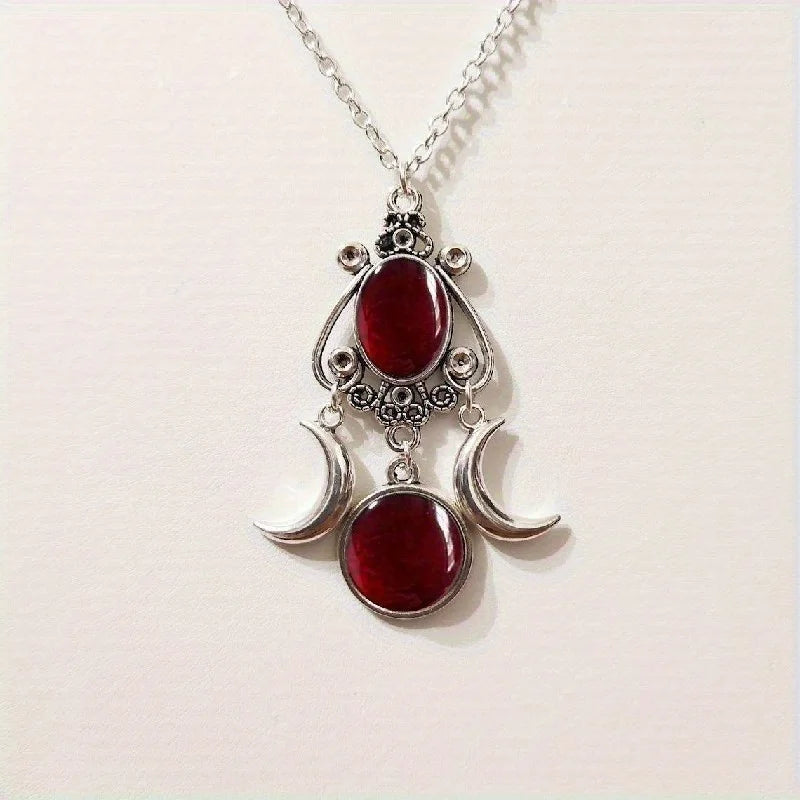 1pc Moon Goddess Necklace Amethyst Jewelry Retro Creative Personality Women's Necklace for Women Vampire Embossed Jewelry