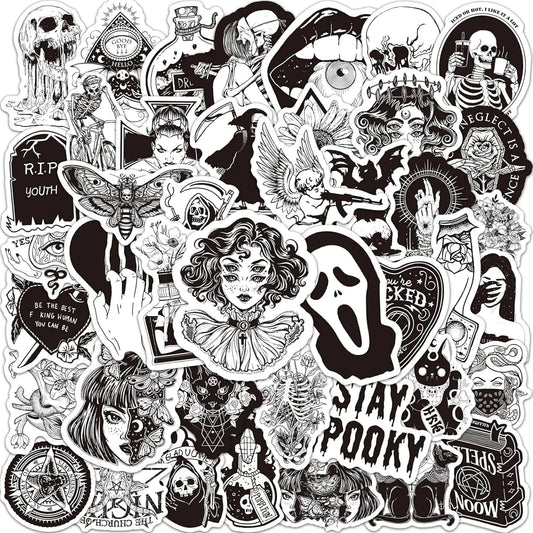Black and White Goth Sticker Pack 50 Count