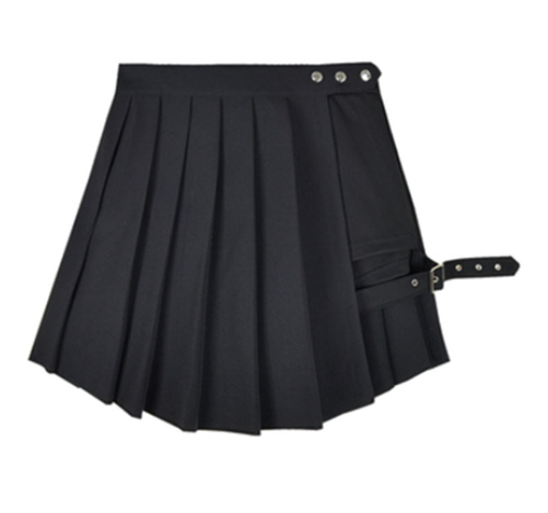 Gothic Punk High Waist Pleated Skirt with Shorts (One)