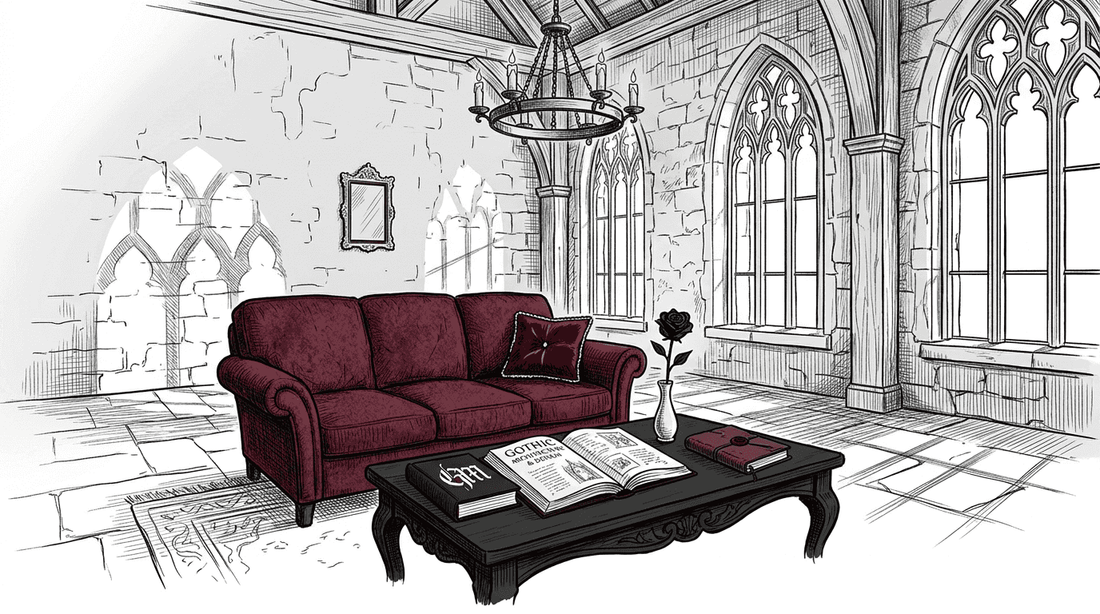 Couple relaxing in gothic styled living room