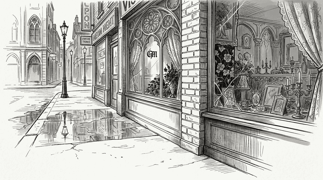Modern goth individual in urban street scene