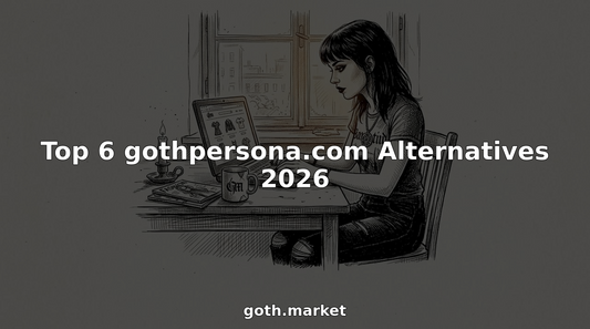 Shopper browsing gothic fashion at kitchen table