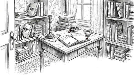 Man cleaning gothic collectible in vintage study