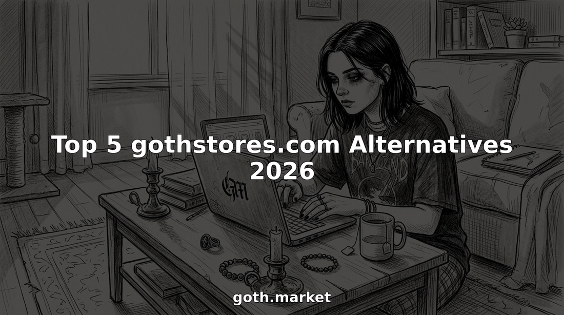 Young woman browsing gothic fashion websites