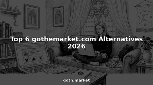 Woman researching alternative gothic marketplaces in living room
