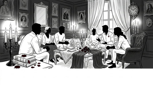 Group discussing alternative lifestyles in living room