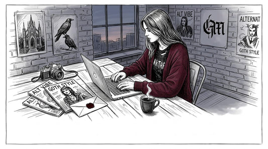 Young woman using online subculture marketplace