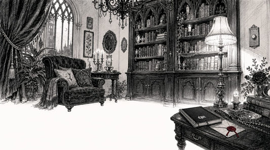Woman adjusting dimmer switch in gothic room