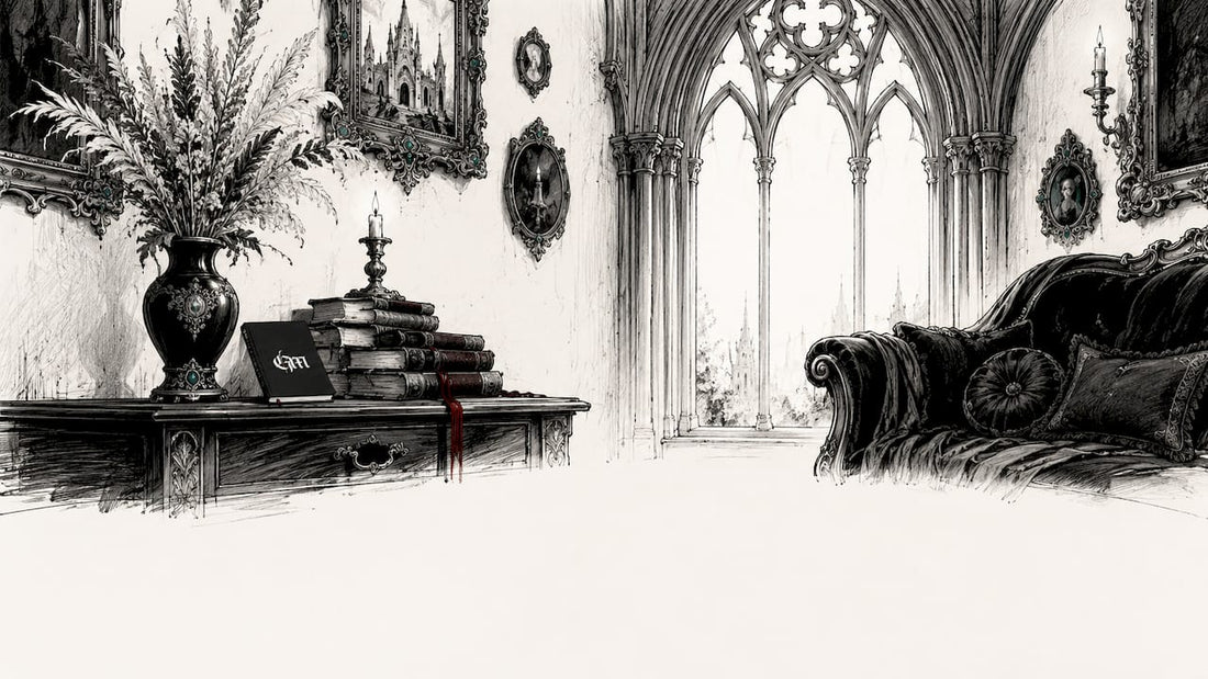 Victorian gothic witchy home decor sketch