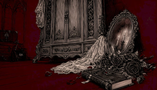 Pen and ink sketch of gothic wardrobe essentials
