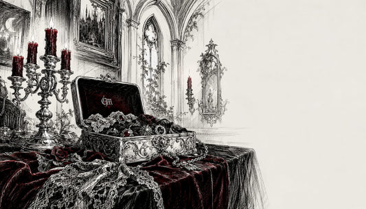 Victorian desk with gothic photography setup