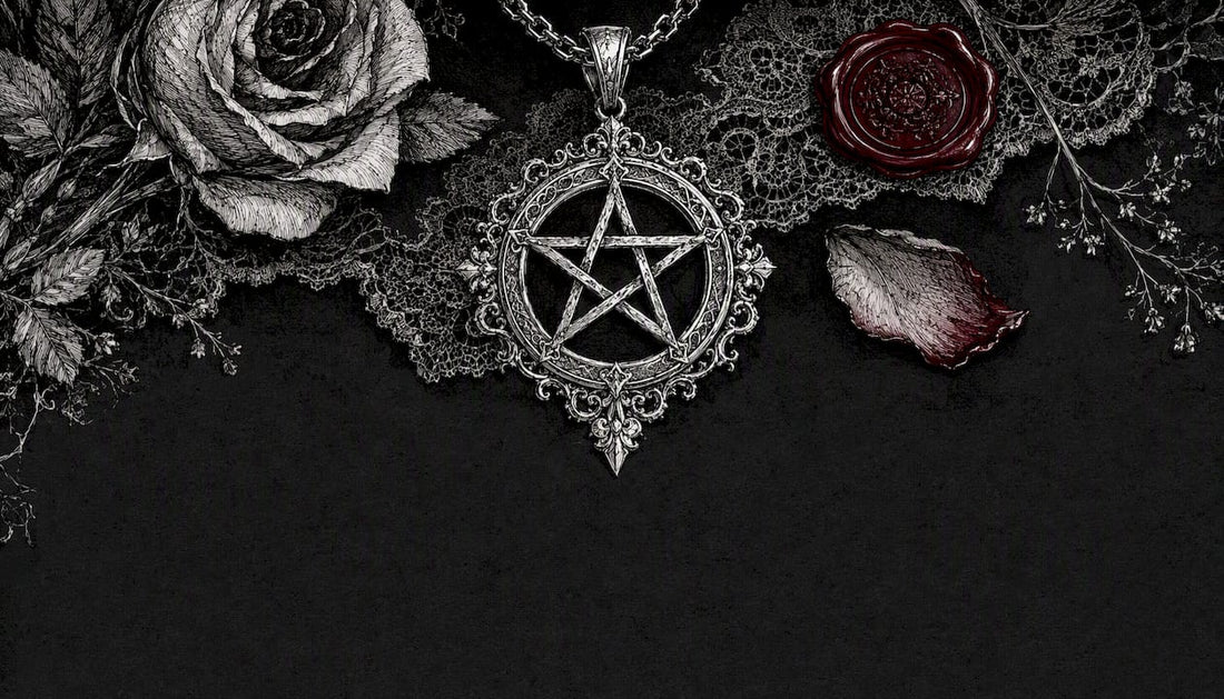 Pen and ink sketch of pentacle pendant design