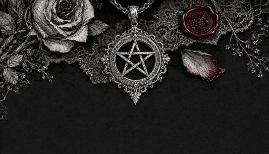 Pen and ink sketch of pentacle pendant design
