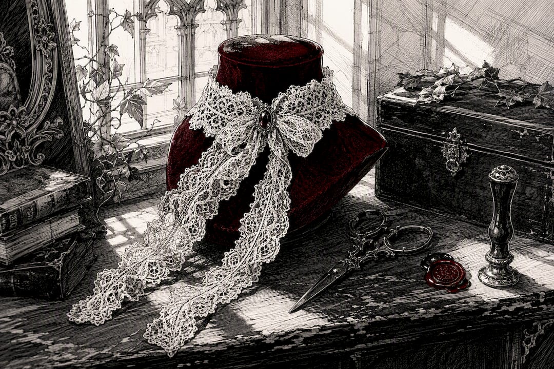 Ribbon wrapped on cushion for choker sizing