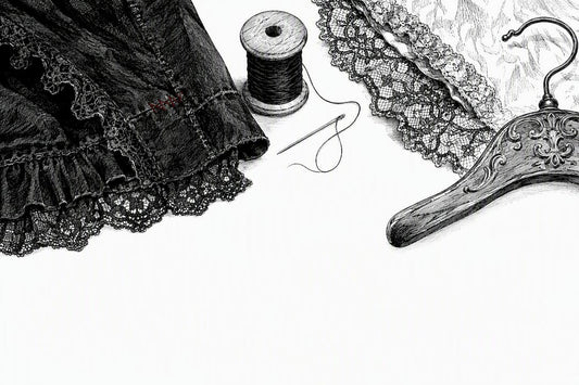 Repaired vintage fabric with sewing materials