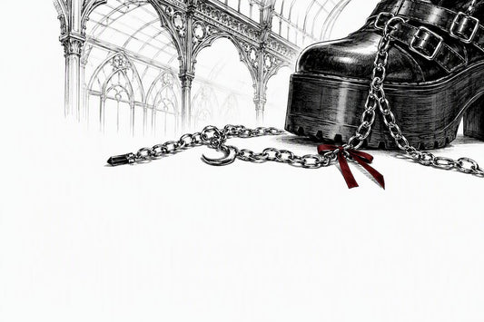 Cropped platform boot and chain in ink