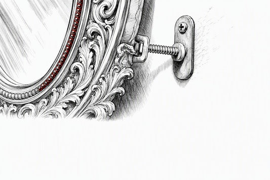 Cropped ornate mirror frame with wall anchor