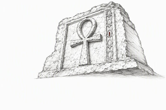 Ankh carved into an ancient stone relief