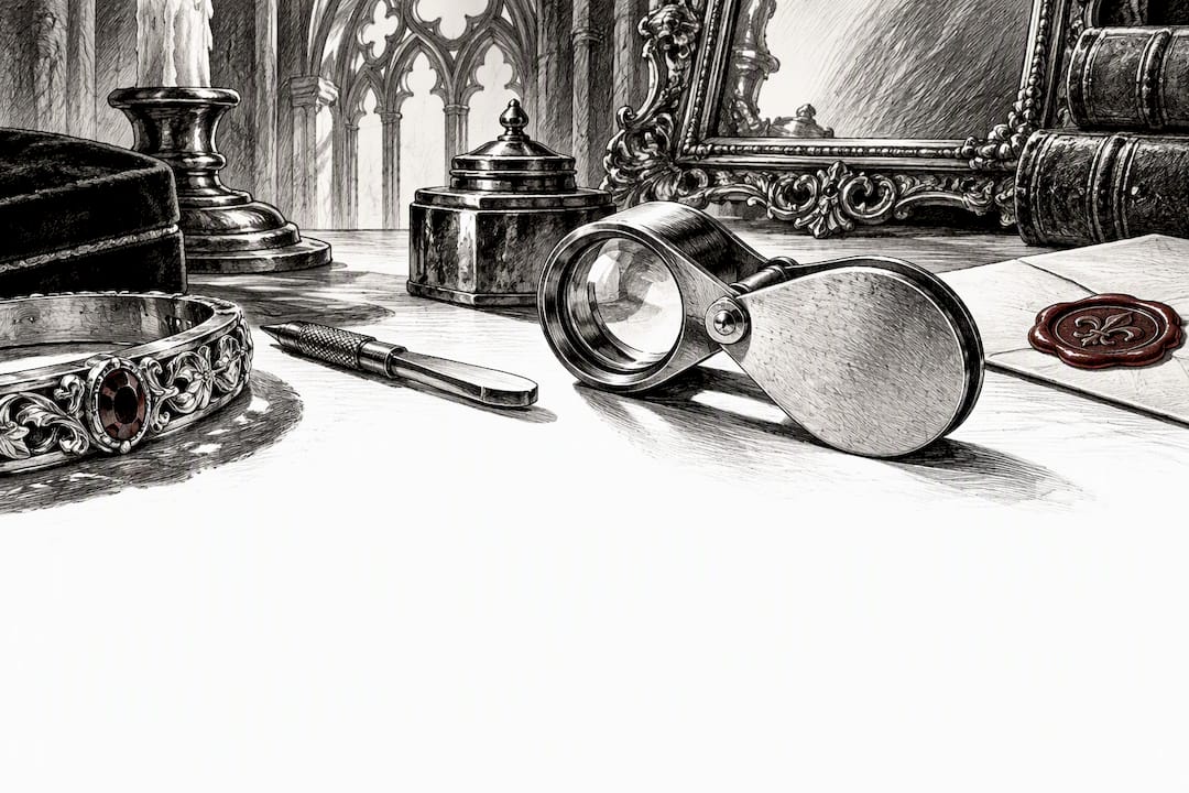 Loupe examining an artisan jewelry hallmark
