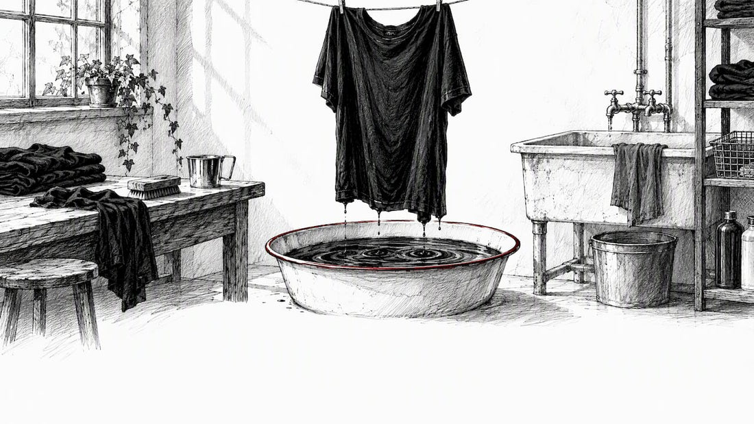 Black garment above home dye basin