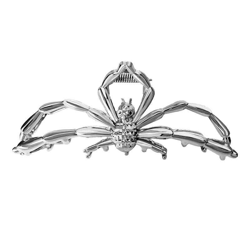 Gothic Punk Metal Hair Clips with Skull and Spider Design