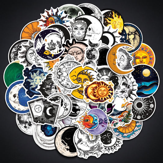 50 PCS Gothic Art Moon Waterproof Stickers for Various Uses