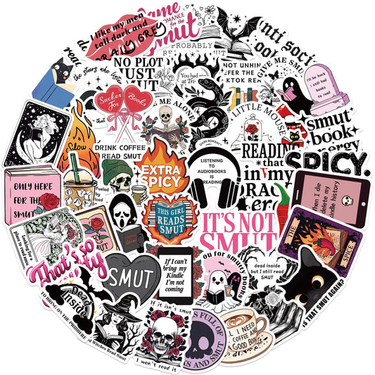 Holographic sticker sheet with spicy romance themed designs