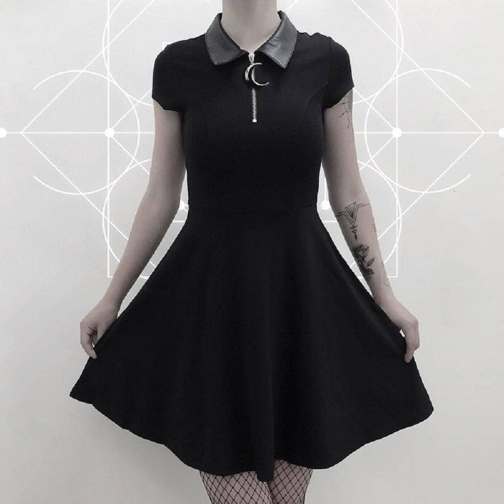 Gothic Vintage Style Shirt Collar Mini Dress 82304
