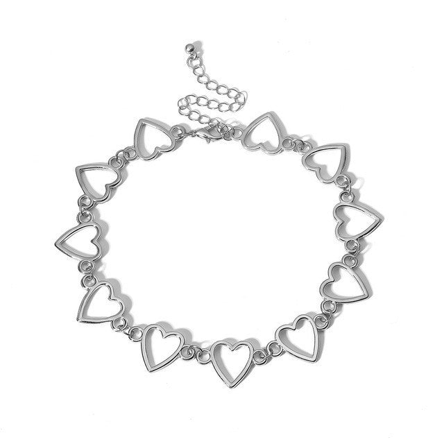 Gothic Metal Hollow Heart Necklace for Women