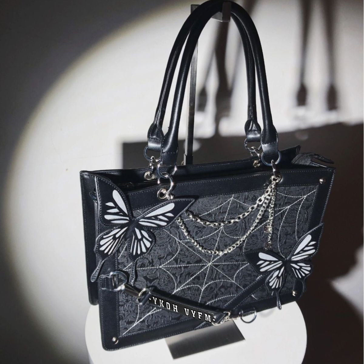 Dark Wind Maze Butterfly Tote Bag - Punk Goth Style