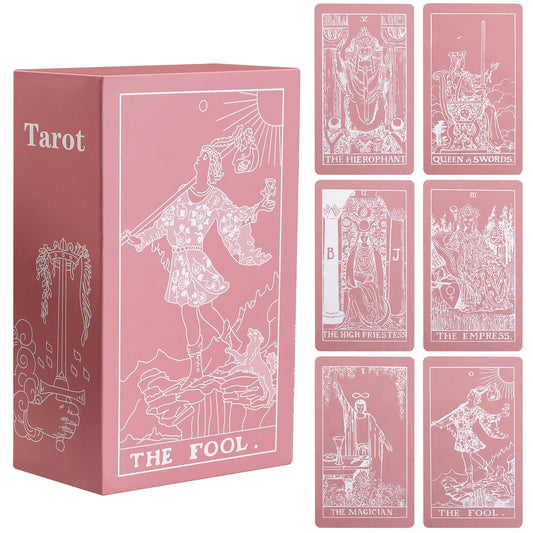 Erbacan Classic Pink Tarot Cards with Guidebook-Tarot Cards for Beginners-Learining Tarot Deck with Guidebook(Free Pouch Bag)