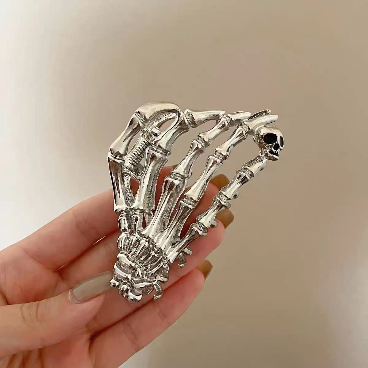 Gothic Punk Metal Hair Clips with Skull and Spider Design