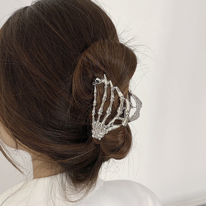 Gothic Punk Metal Hair Clips with Skull and Spider Design