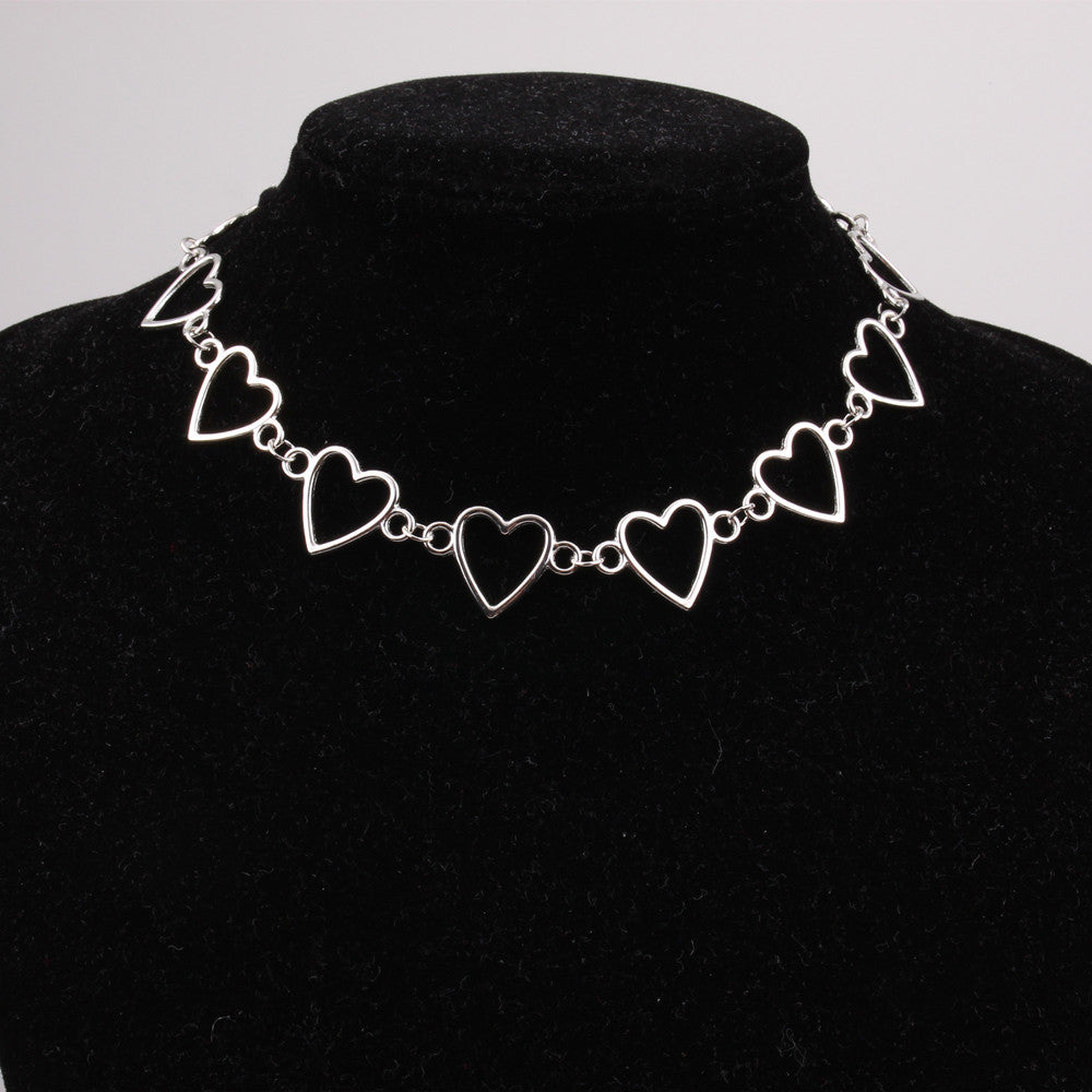 Gothic Metal Hollow Heart Necklace for Women