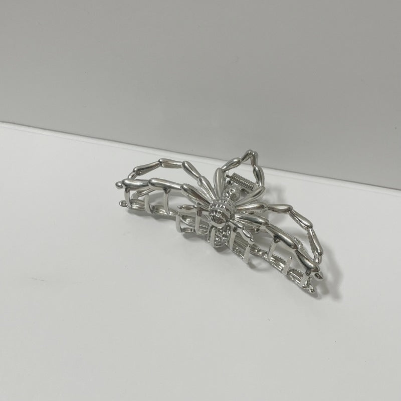 Gothic Punk Metal Hair Clips with Skull and Spider Design
