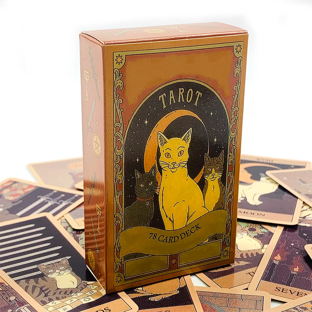 Tarot Cards A 78 Cat-Themed Cards English Visions Divination Edition Deck Borad Playing Games For Cat Lovers,Meditation & Party