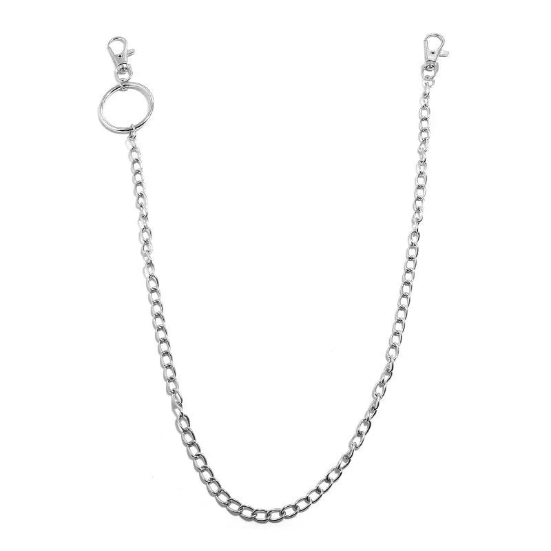 Metal Belt Chain HipHop Rock Punk Hook Trousers Pant Waist Link Metal Wallet Chain Keychain Ring Clip Keyring Jewelry