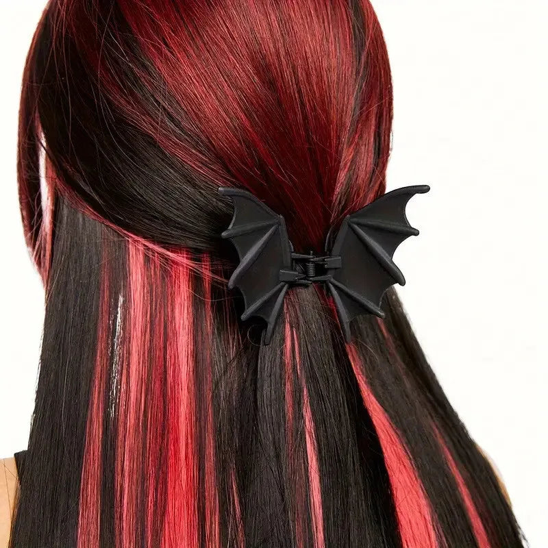 Gothic Bat Hair Clip Halloween Matte Black Gothic Punk-Style Animal Print Hairpin for Women, Elegant Party Hair Accessory