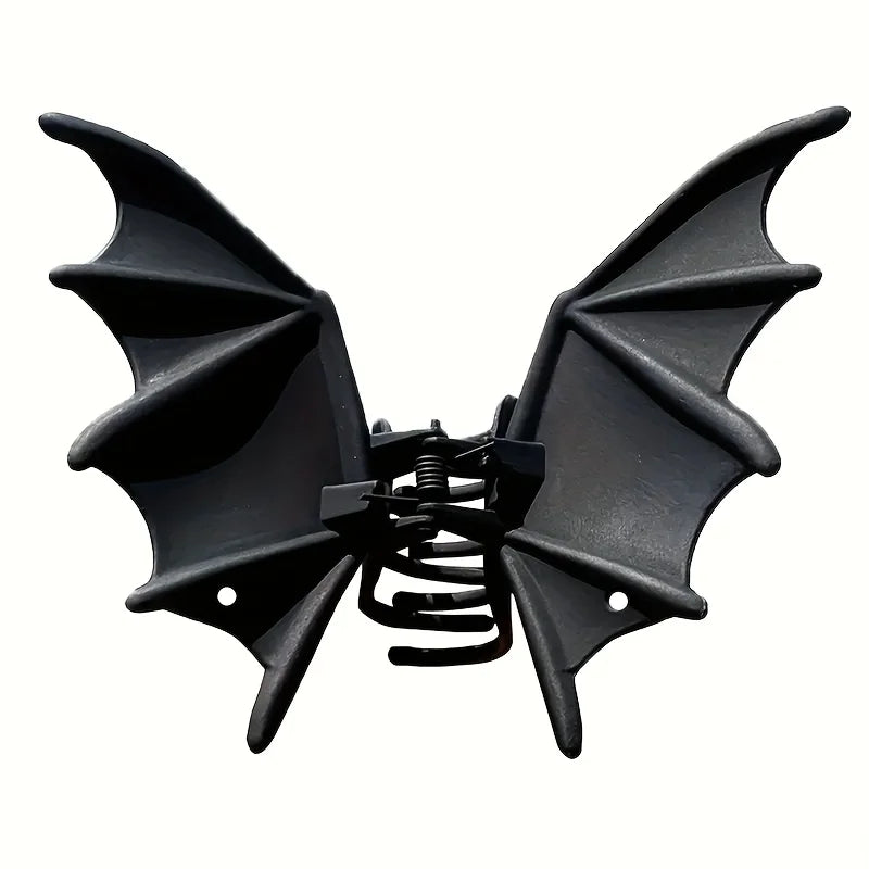Gothic Bat Hair Clip Halloween Matte Black Gothic Punk-Style Animal Print Hairpin for Women, Elegant Party Hair Accessory