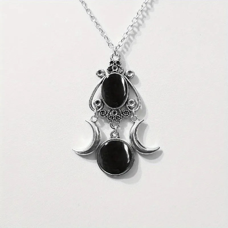 1pc Moon Goddess Necklace Amethyst Jewelry Retro Creative Personality Women's Necklace for Women Vampire Embossed Jewelry