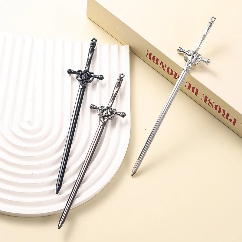 DIY Creative Sword Hair Stick Hairpins Headwear Chinese Style Sword Hair Fork Buns Punk Hairpin Women Trendy Hair Accessories