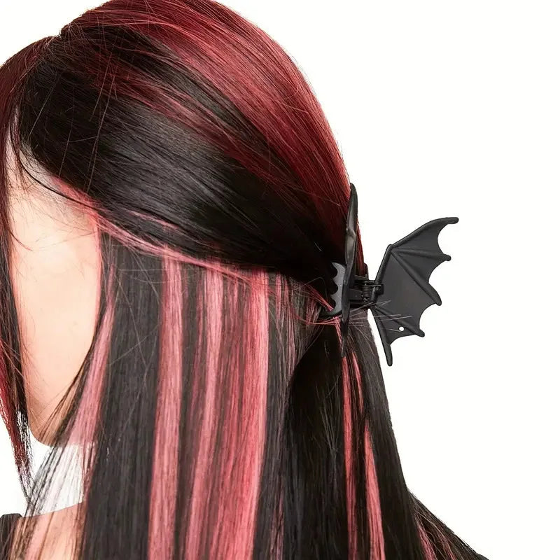 Gothic Bat Hair Clip Halloween Matte Black Gothic Punk-Style Animal Print Hairpin for Women, Elegant Party Hair Accessory