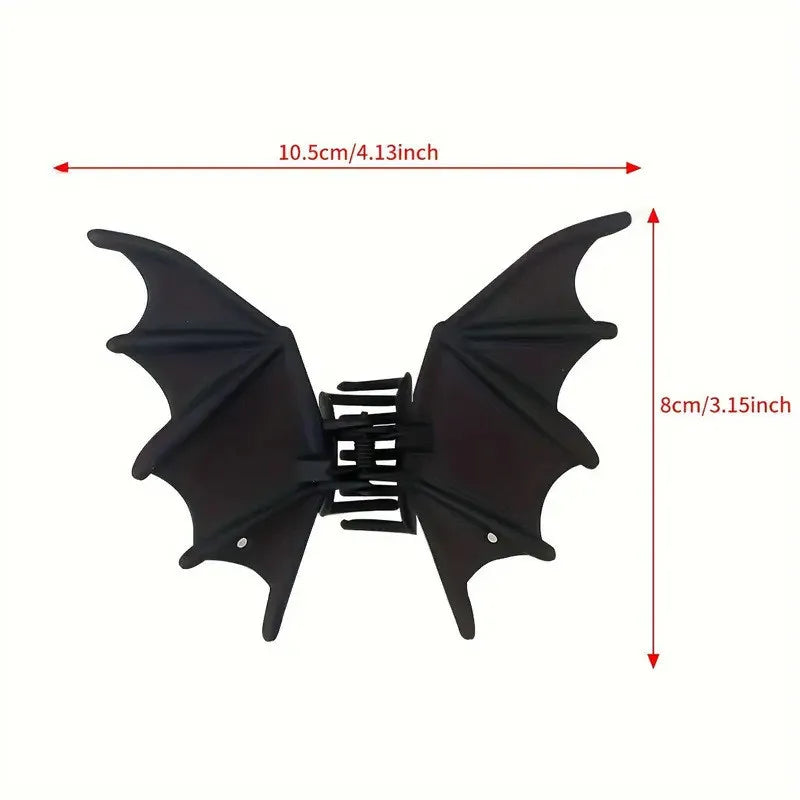 Gothic Bat Hair Clip Halloween Matte Black Gothic Punk-Style Animal Print Hairpin for Women, Elegant Party Hair Accessory