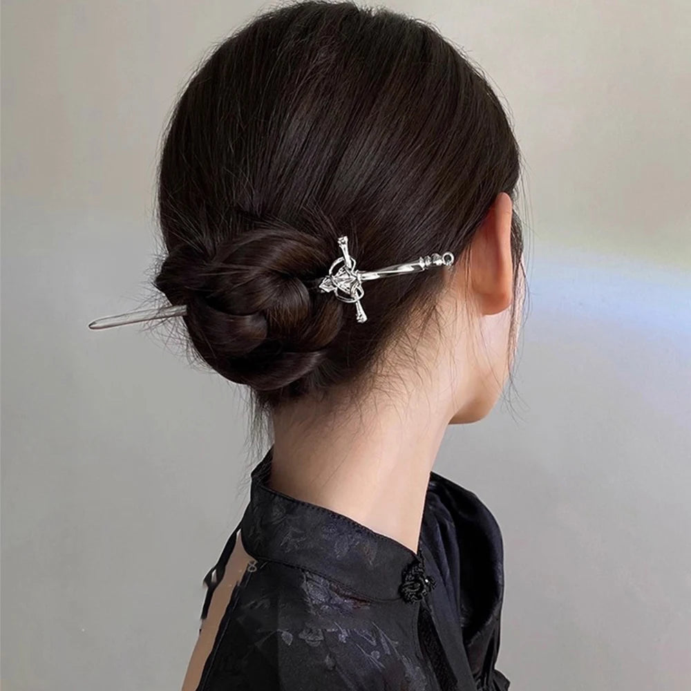 DIY Creative Sword Hair Stick Hairpins Headwear Chinese Style Sword Hair Fork Buns Punk Hairpin Women Trendy Hair Accessories