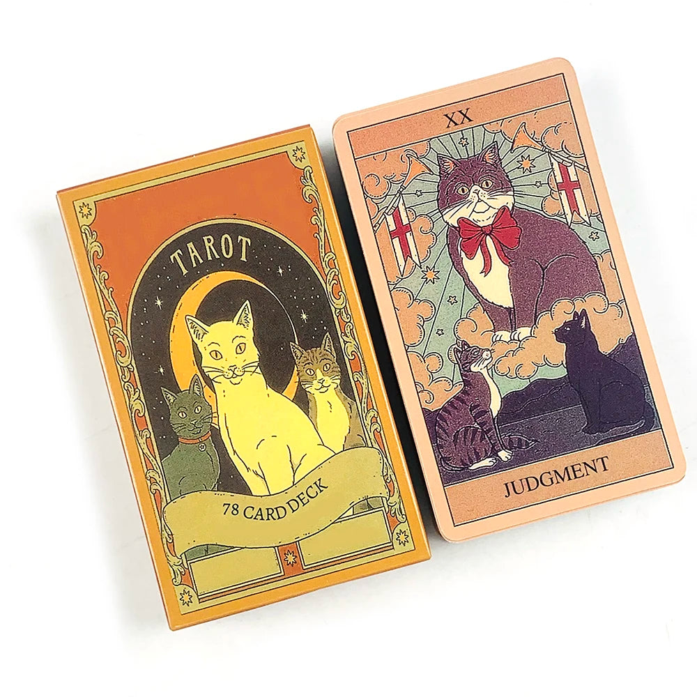 Tarot Cards A 78 Cat-Themed Cards English Visions Divination Edition Deck Borad Playing Games For Cat Lovers,Meditation & Party
