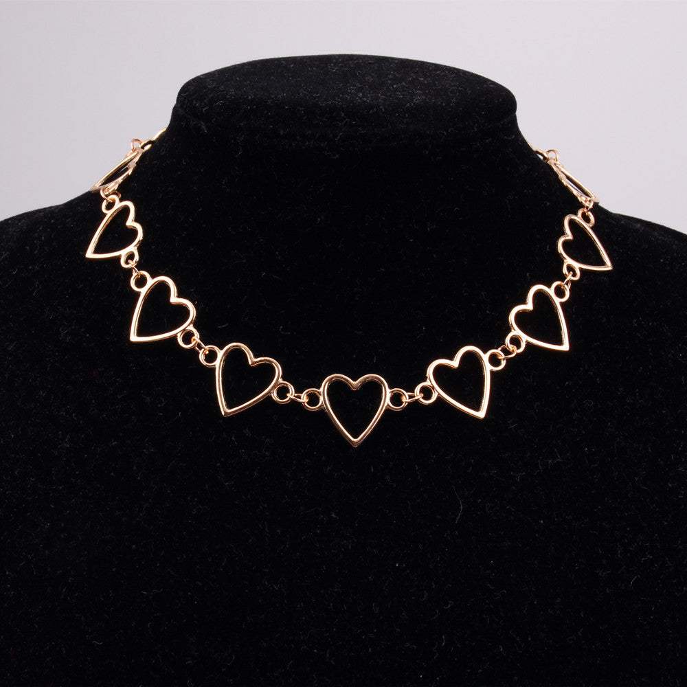 Gothic Metal Hollow Heart Necklace for Women