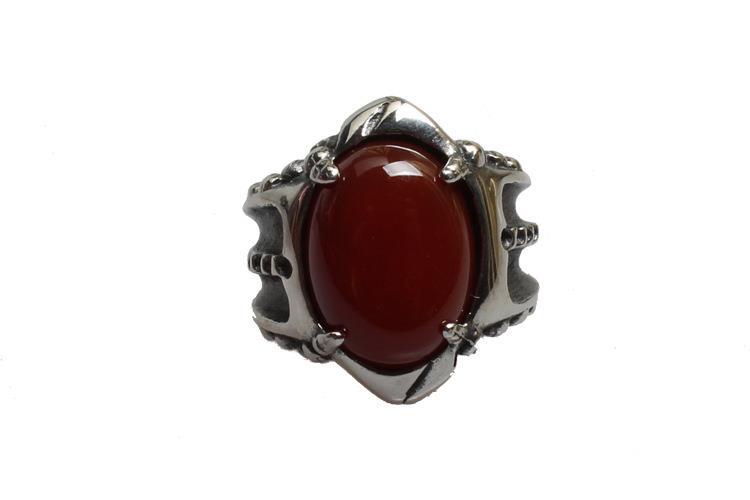 Vintage Punk Goth Men's Ring with Gemstone Titanium Steel