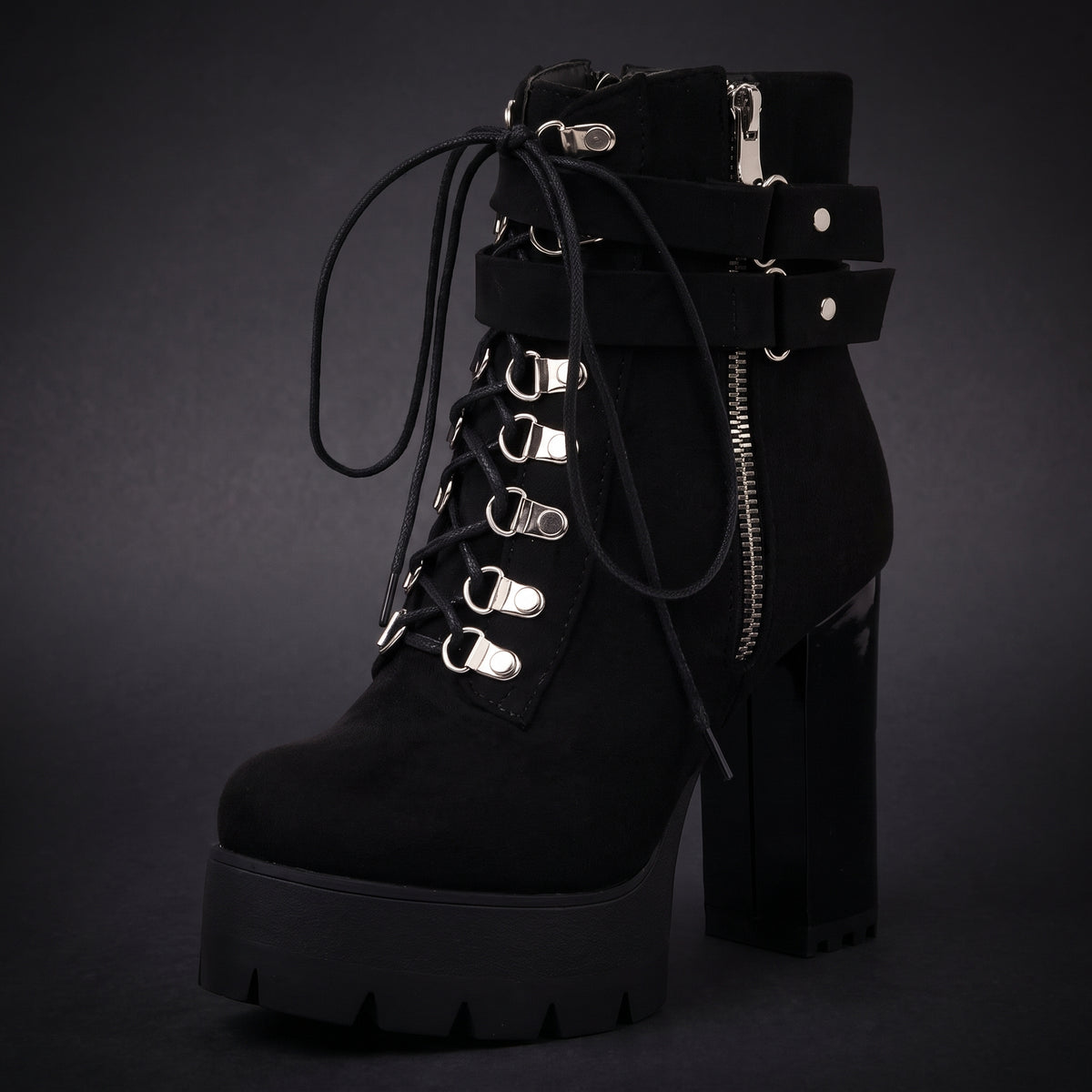 Round Toe Platform Combat Boots