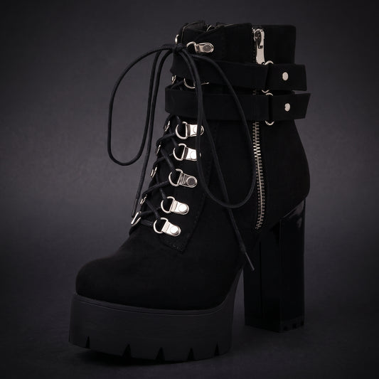 Round Toe Platform Combat Boots